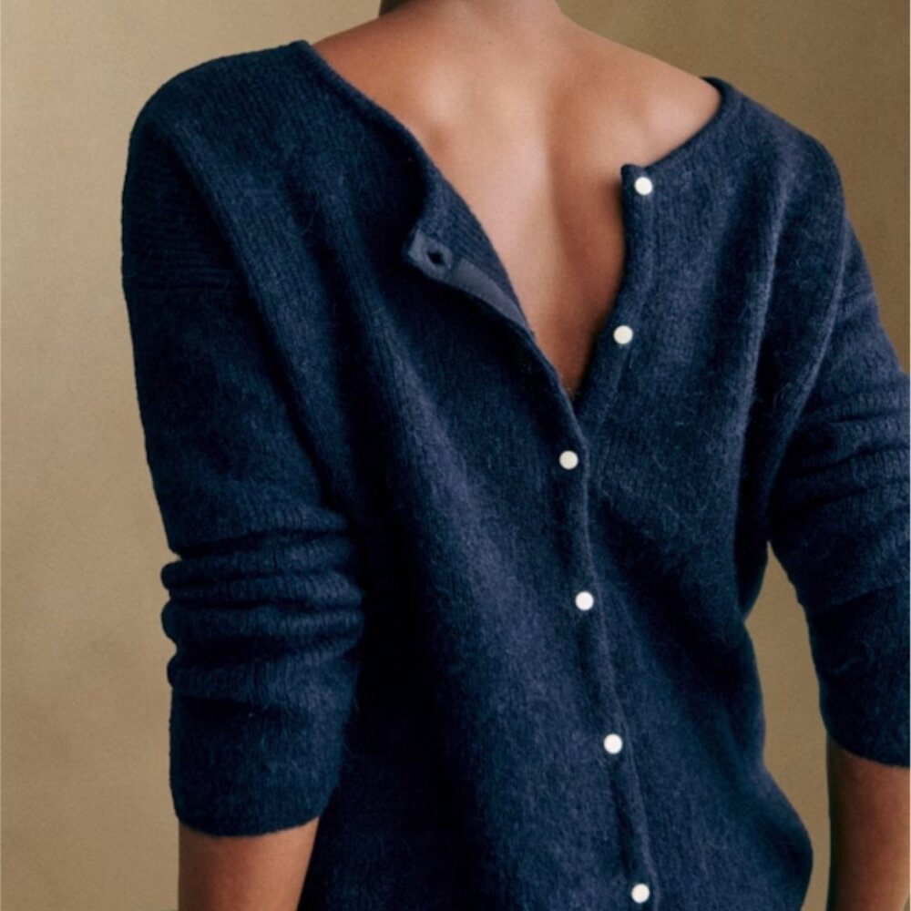 Sézane Gaspard 2-in-1 Reversible Sweater and Cardigan in Navy